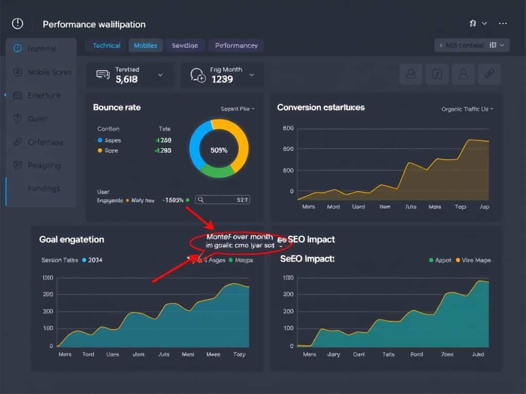 Custom performance dashboard showing website optimization metrics and improvements