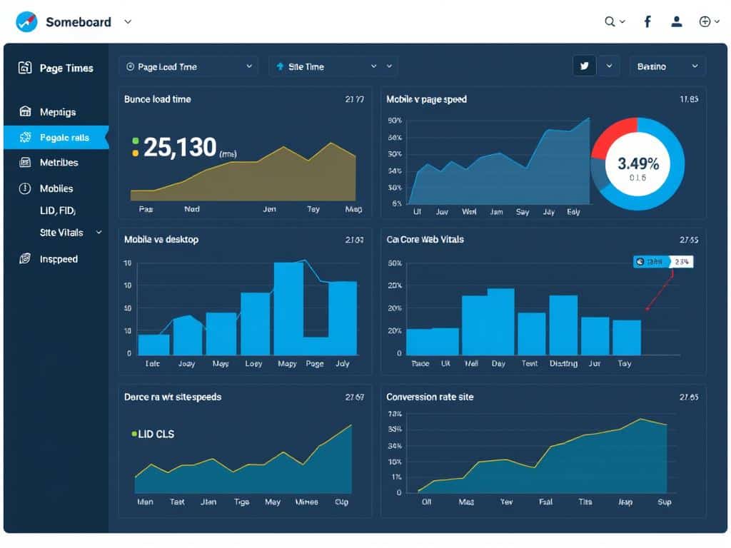 Dashboard showing website performance monitoring metrics for optimization
