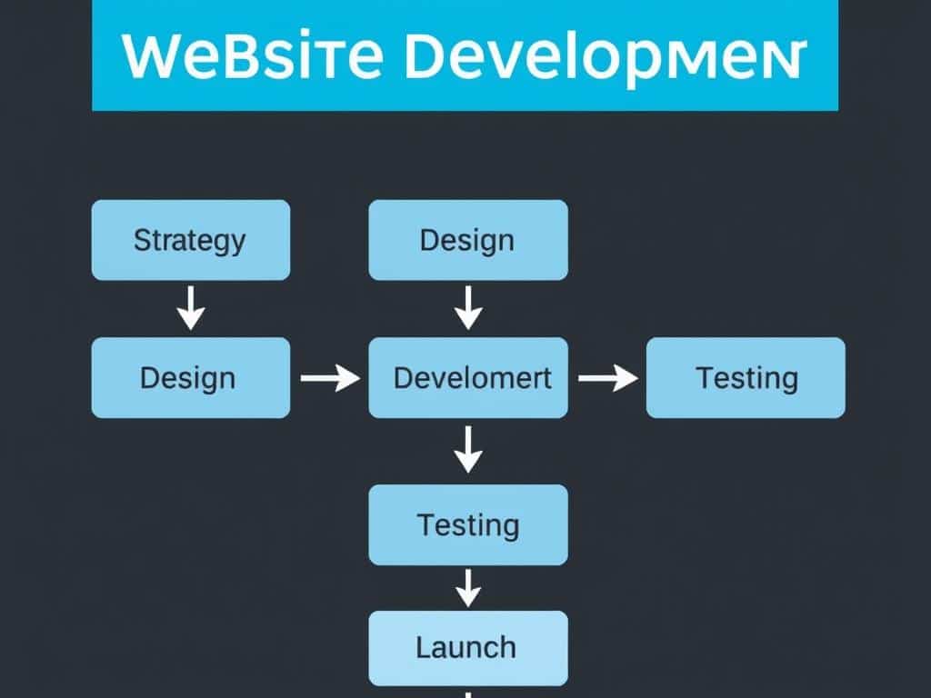Website development process flowchart showing the build phase