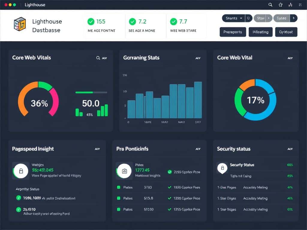 Website performance dashboard showing quality metrics